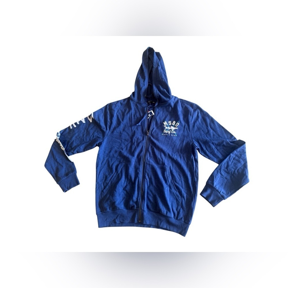 Maui And Sons Blue Hoodie Adult Sz M Florida 1980 spring lightweight pocket